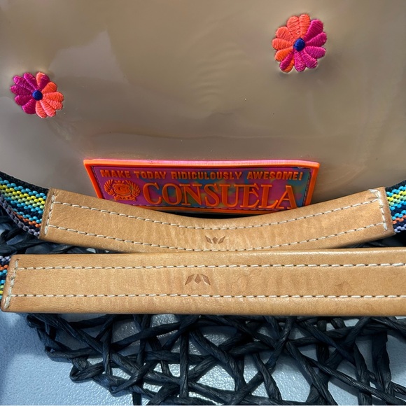 🌸🌼🌺 Consuela Brett Easy Tote Tan Patent Tote - Pink and Orange Floral Appliqués - Picture 6 of 16